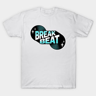 Breakbeat  - Retro Vinyl (Blue) T-Shirt